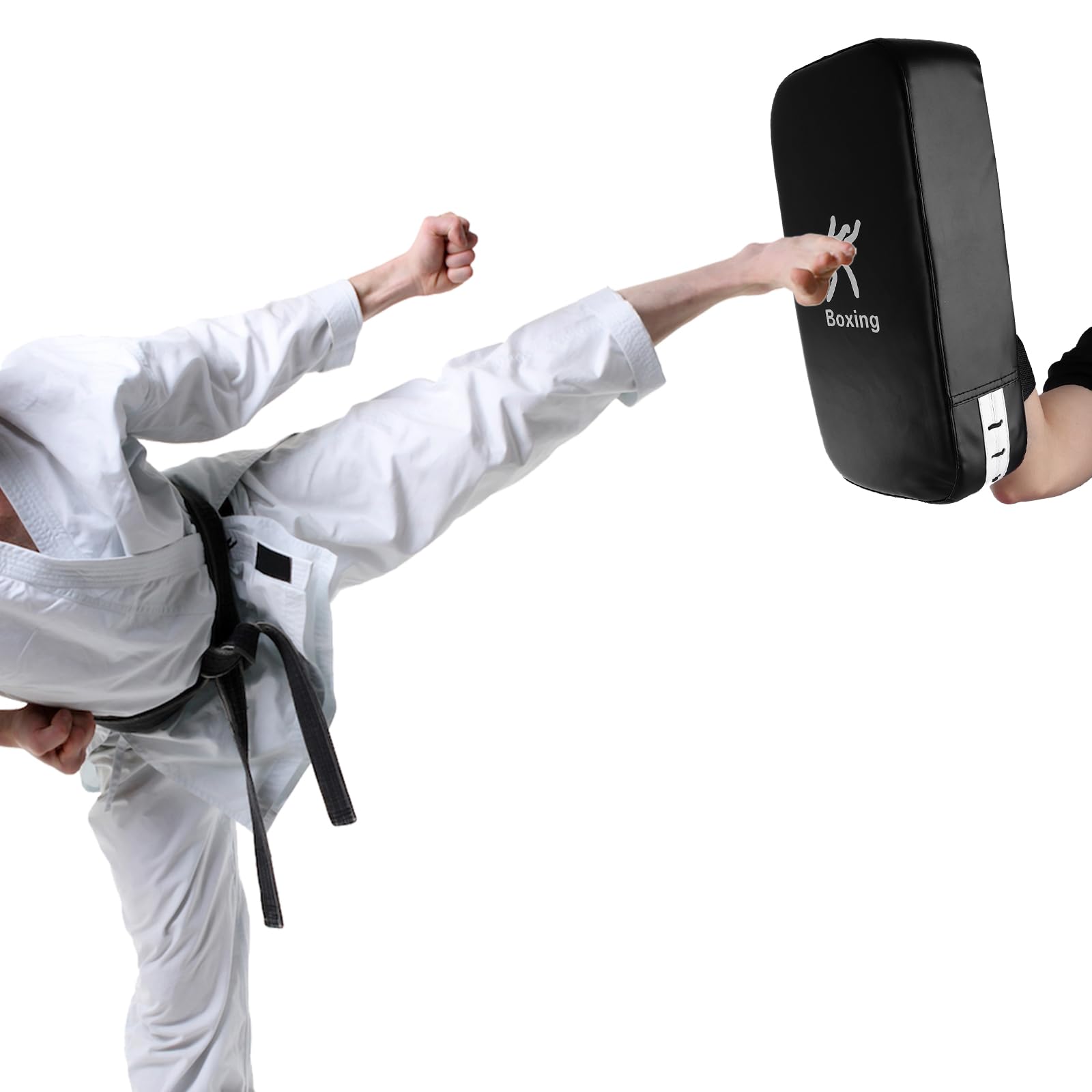 Boxhandschuhe und Kickpack-Set, Boxhandschuhe, Fokus-Pads, Thai-Pads, Karate-Kick-Pads für Kickboxen, Kampfsport, UFC, MMA-Training – 1 x Kick-Pad und 2 x Boxhandschuhe