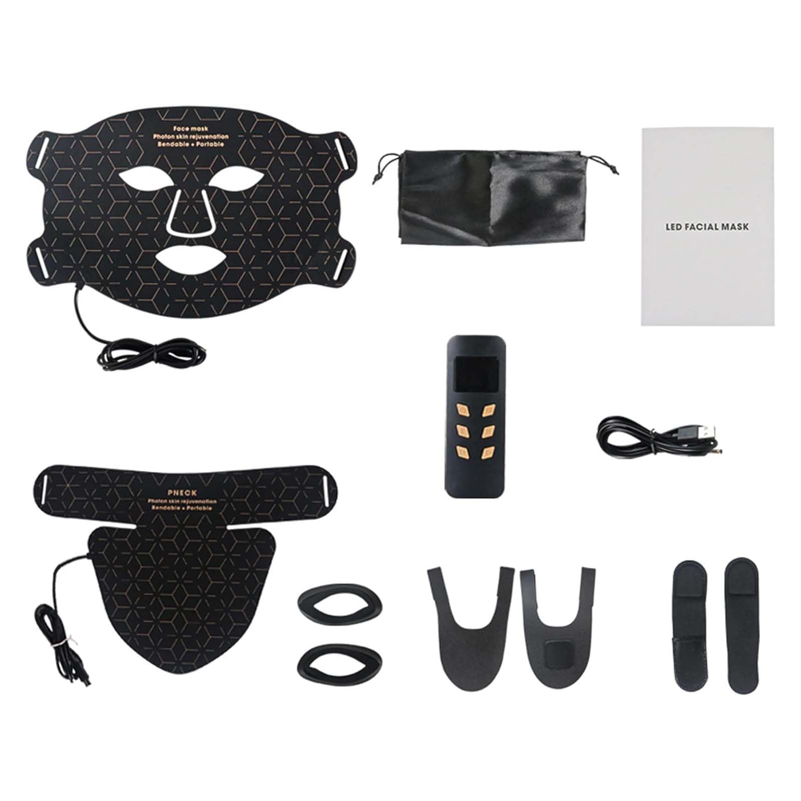 Máscara facial de rejuvenecimiento de fotones para fototerapia, instrumento infrarrojo cercano, espectro LED, máscara facial para el cuello, belleza, hogar, conveniente, suaviza las arrugas finas,