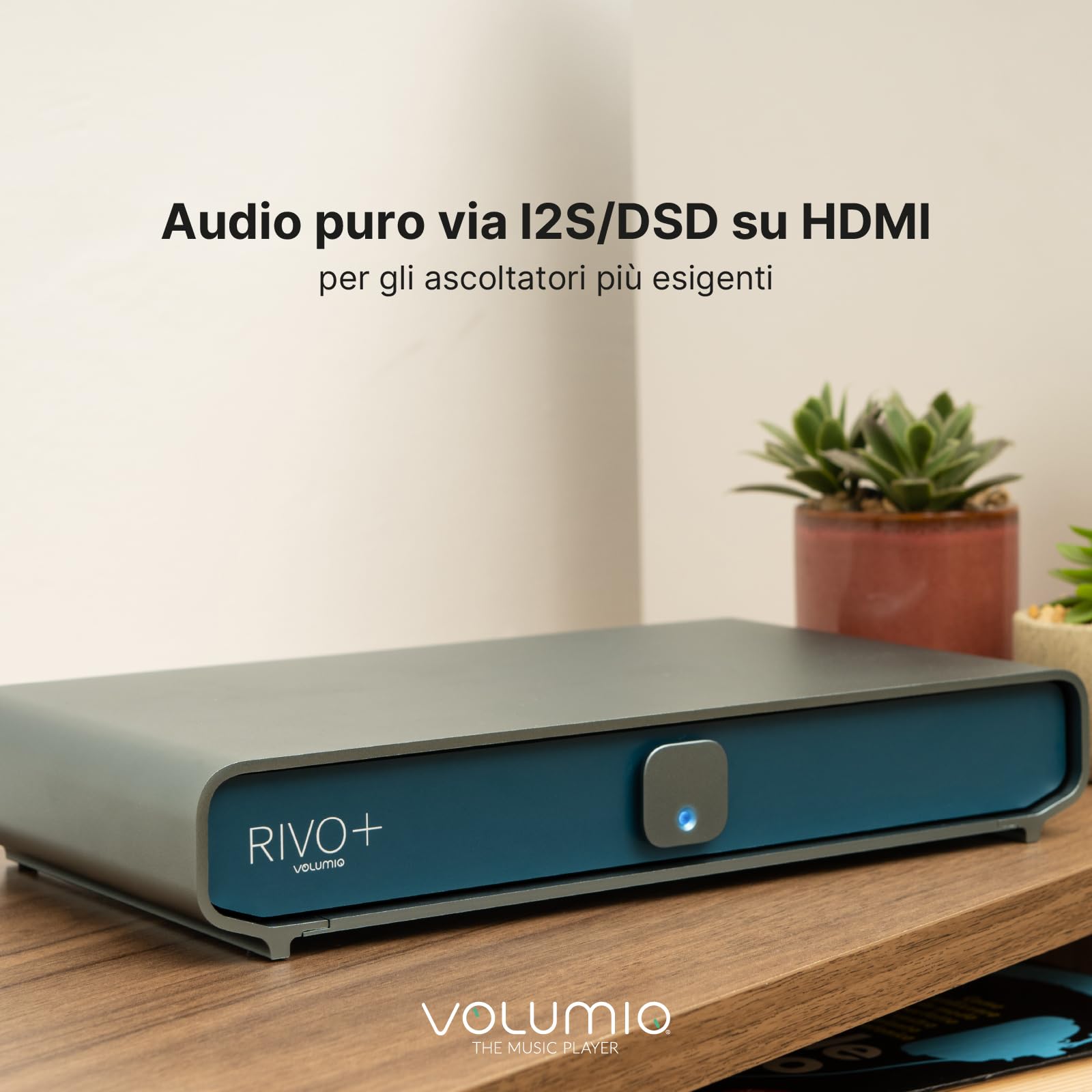 Volumio Rivo Plus Streamer Digitale Audiofilo, Lettore Audio Digitale per DAC Esterno, DSD256, PCM 768 kHz/32 bit, Supporto AirPlay, Bluetooth 5.0, con App Dedicata