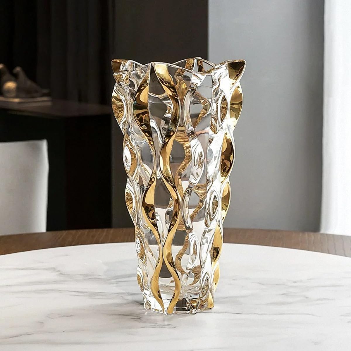 Vase Peint à La Main Hauteur 28 Cm - Verre Coloré Brillant, Design Contemporain | Décoration Maison, Salon, Bureau, Cadeau Mariage
