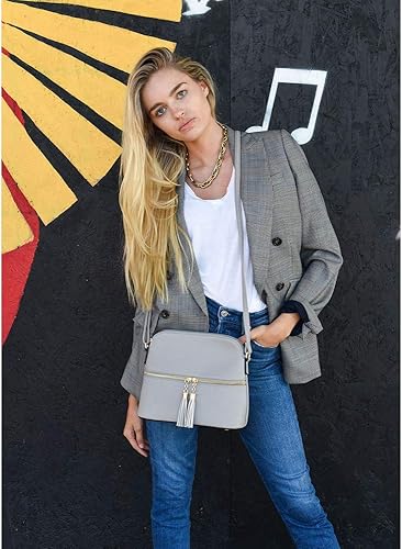 Miniatura 6 de SG SUGU - Bolsa cruzada Lunar ligera y de tamaño mediano, forma de cúpula, bolsa de hombro con borla, bolsillo con cremallera, correa ajustable