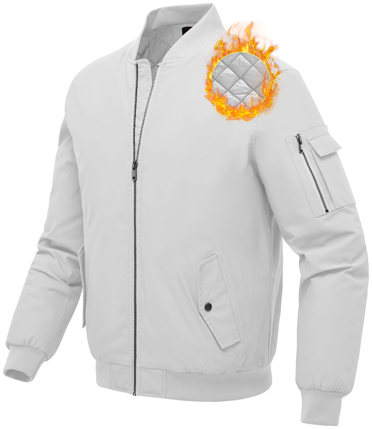 Men's Jacket Windproof Quilted Bomber Jackets Casual Fall Winter Warm Padded Coats Outwear