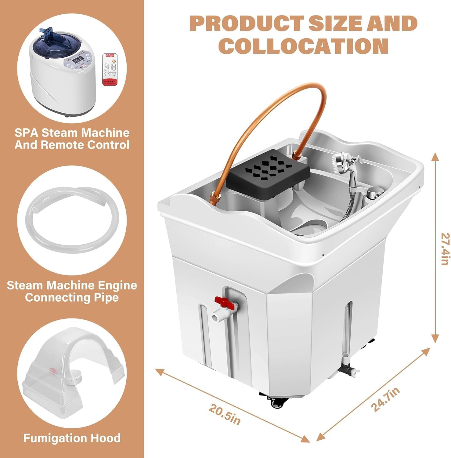Japanese Head Spa Equipment with Light Therapy and Water Recirculation Waterfall for Home, Hair Salon & Beauty Massage Spa