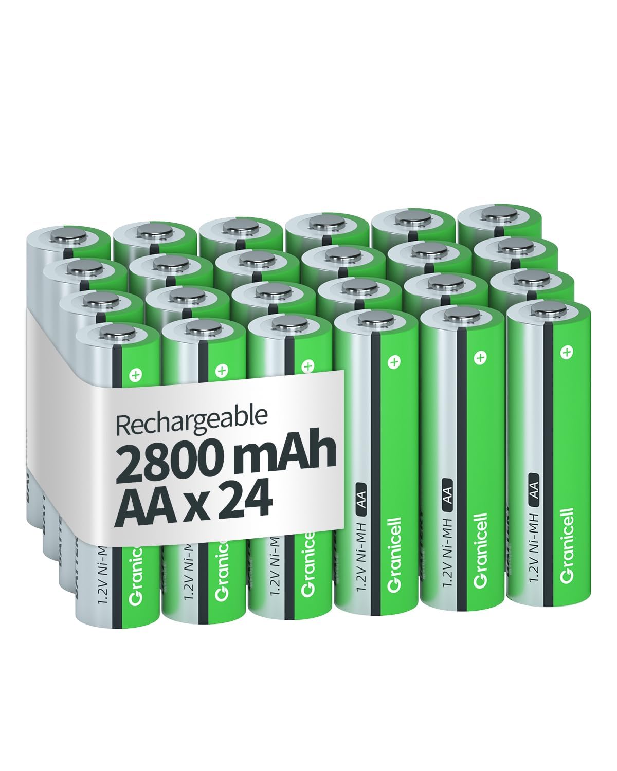 AA Rechargeable Batteries 2800 mAh High Capacity 1500 Cycle 1 2V NiMH Low Self Discharge AA Battery 24