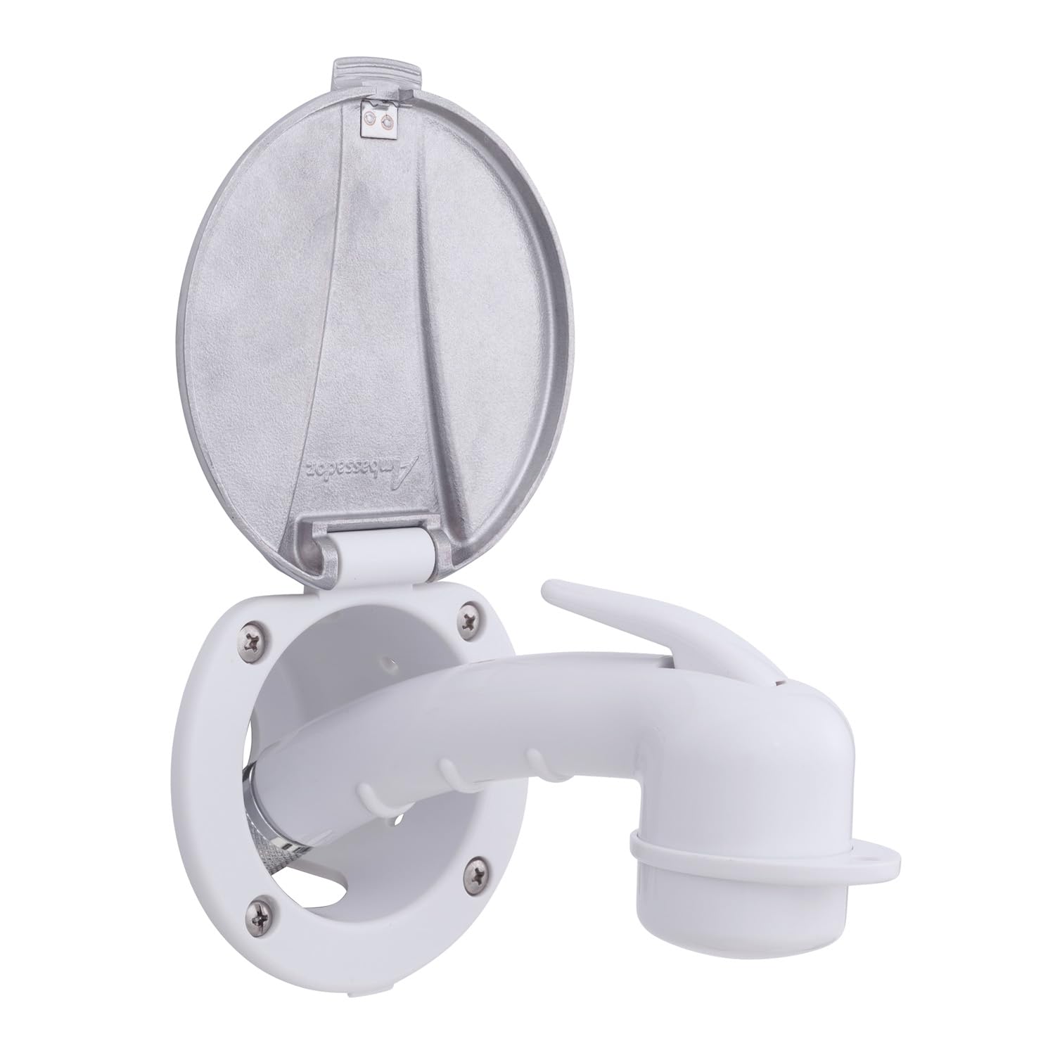 Recessed Shower- Arctic White Cup with Stainless Steel Lid, Small Arctic White Sprayer, 6' Stainless Steel Hose - 136-0048-AW-W