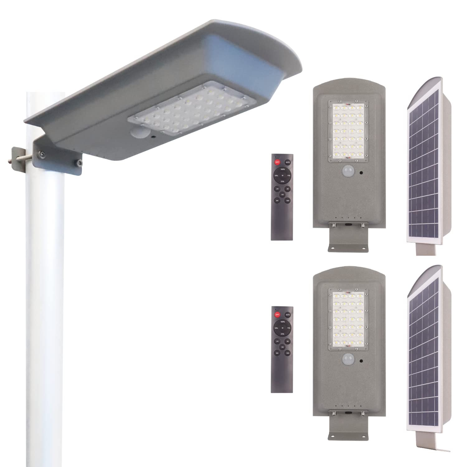 Homehop 80W [15 LED WATT] All in One Solar Street Lights Outdoor Waterproof Wall Lamp with Remote, Automatic ON/Off, 15AH LifePo4 Battery(Gray, Pack of 2,Aluminium) (B09P3X84RQ) Amazon Price History, Amazon Price Tracker