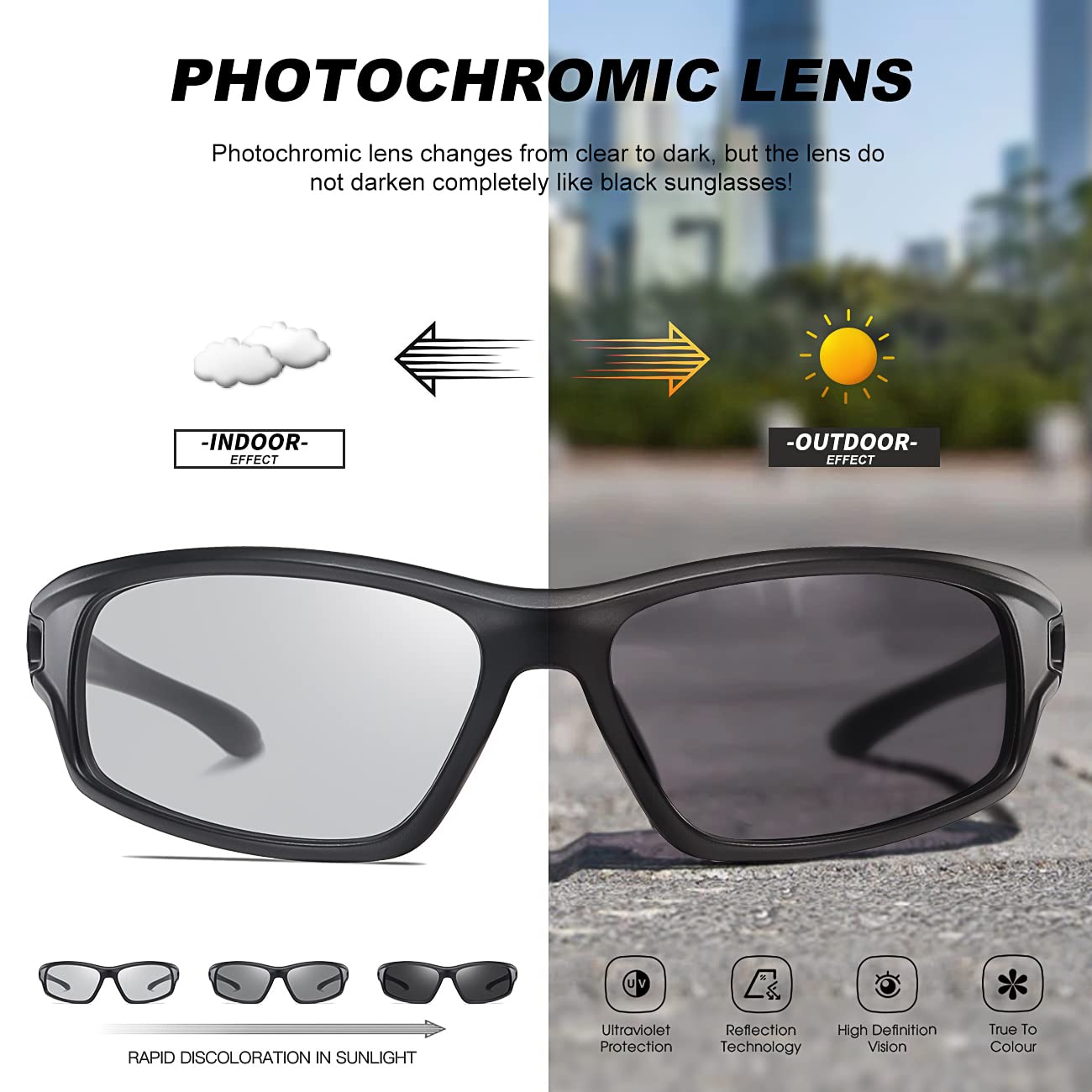 Gafas de sol deportivas polarizadas para hombre, 100% protección UV, irrompibles, para pesca, conducción, etc