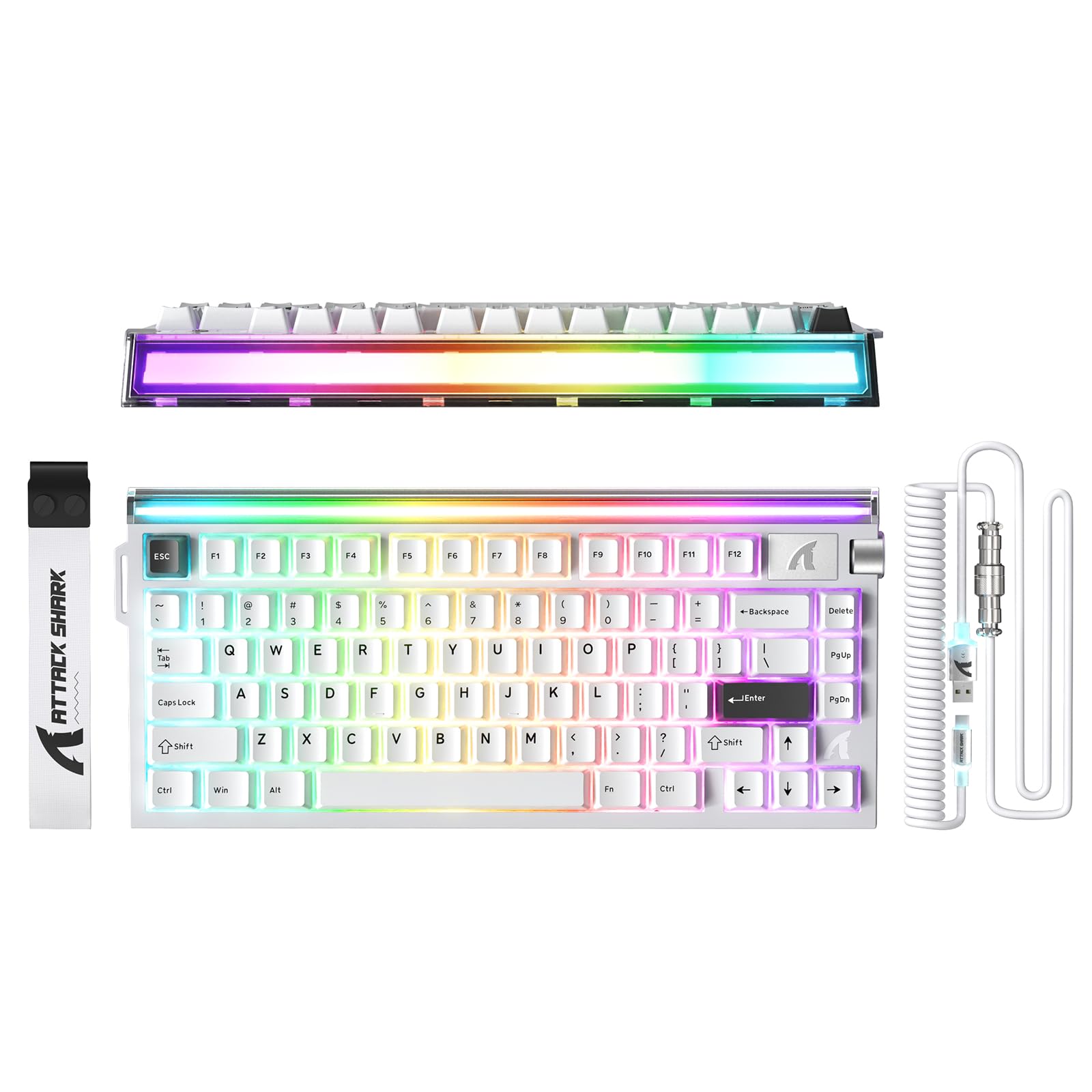 ATTACK SHARK R85 HE 75% Magnetic Wired Gaming Keyboard,8KHz Polling Rate Rapid Trigger,0.005mm RT Precision,256K Scan Rate,Custom Hot-Swappable,Web Driver PC Keyboard for Gamer/Win/Mac,Starlight White-image-10