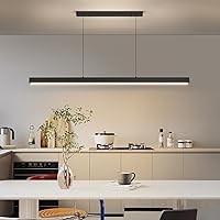 Vista 8 de Lámpara colgante lineal LED moderna, lámpara de techo de 47 pulgadas con control remoto de 3000K-6500K temperatura de color ajustable luz de isla