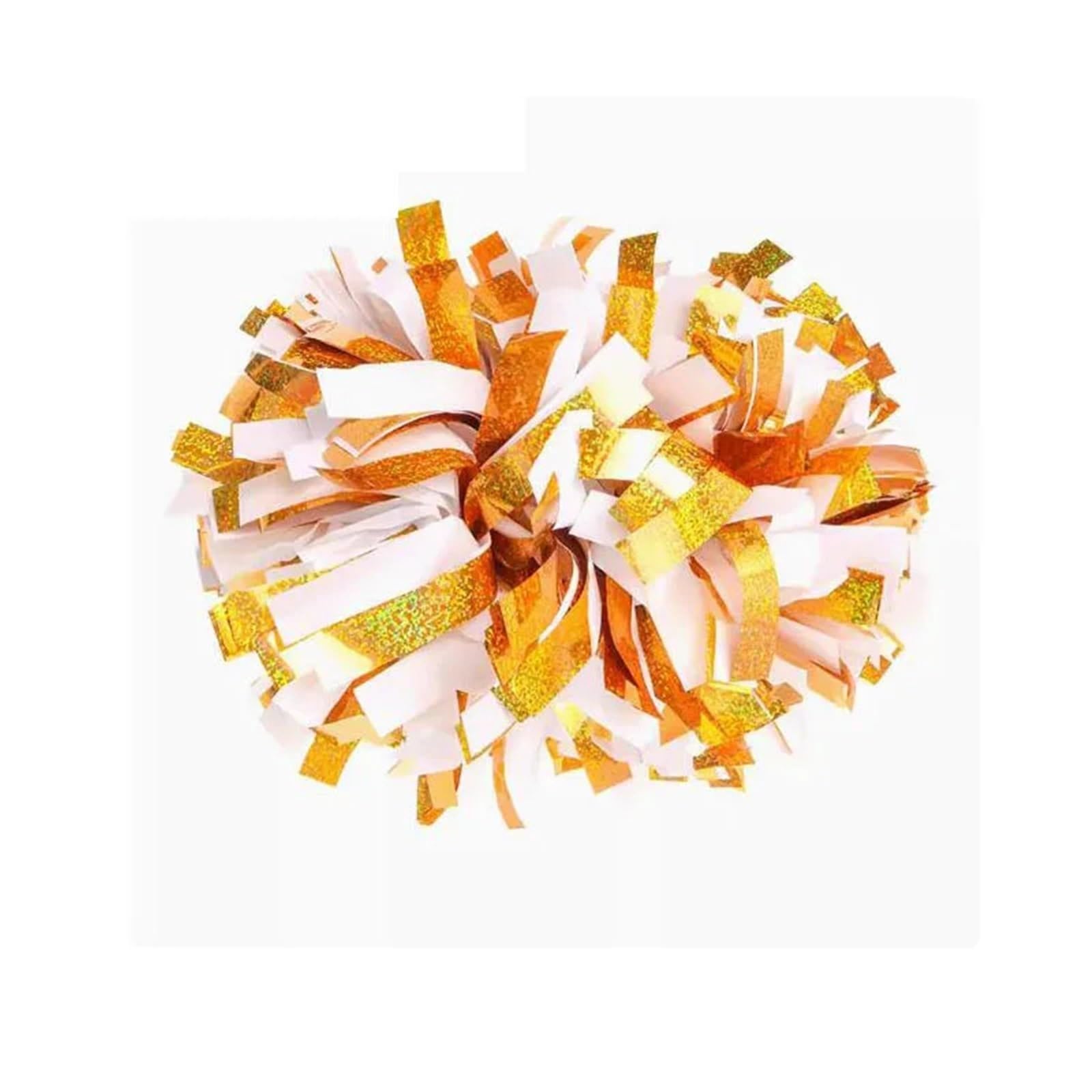 Aiqijohi Color 6 Cheerleader Pom Poms 1Piece Cheerleader Pom, Metallic White, 4 ",6",8 Pick Color