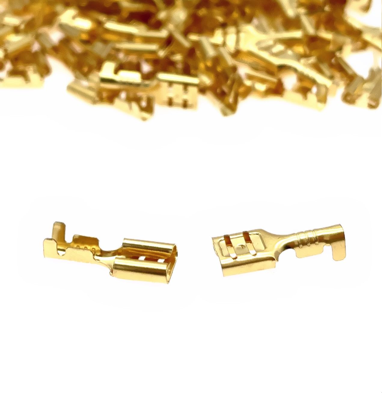 100 Terminali A Crimpare A Forcella 6.3mm - Per Cavi Da 1-1.5mm² - Giunzioni Rapide Per Elettricità - Foto 12