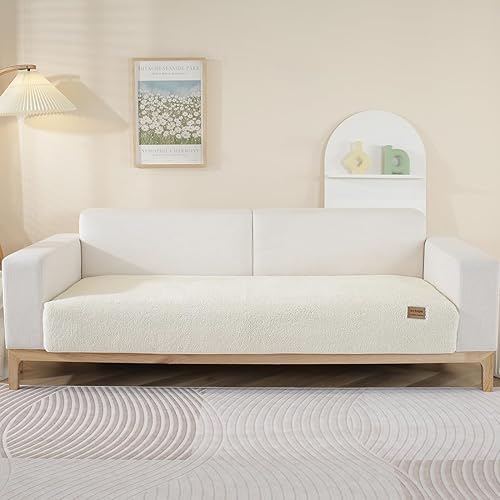 Miniatura 4 de vctops Fundas para sofá de forro polar sherpa, funda para sofá seccional de felpa súper suave y cálida, funda antideslizante de lujo, protector de