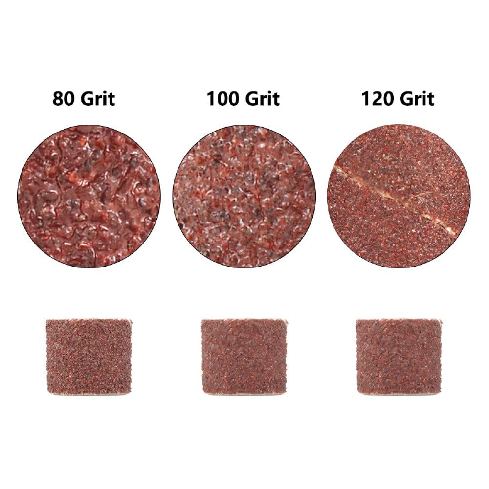 Sanding Bands Drum Sleeves Home Improvement Abrasi 12.7mm Sanding Drum Kit 80-120 Grit Sanding Bands for Dremel Rotary Tools Acrylic Polish Remover for Nail Sanding Disc(80 Grit 100pcs)