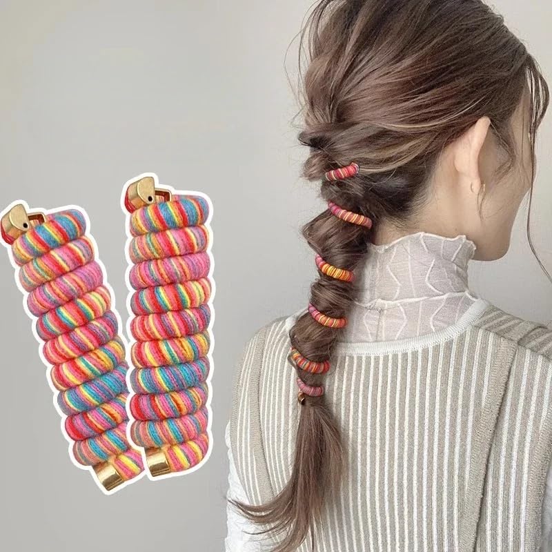 Colorful Wool Elastic Hair Bands Women Spiral Coil Telephone Wire Scrunchies Hair Ties Rope Ponytail Hair Accessories (Multicolor) (B0D676935V) Amazon Price History, Amazon Price Tracker