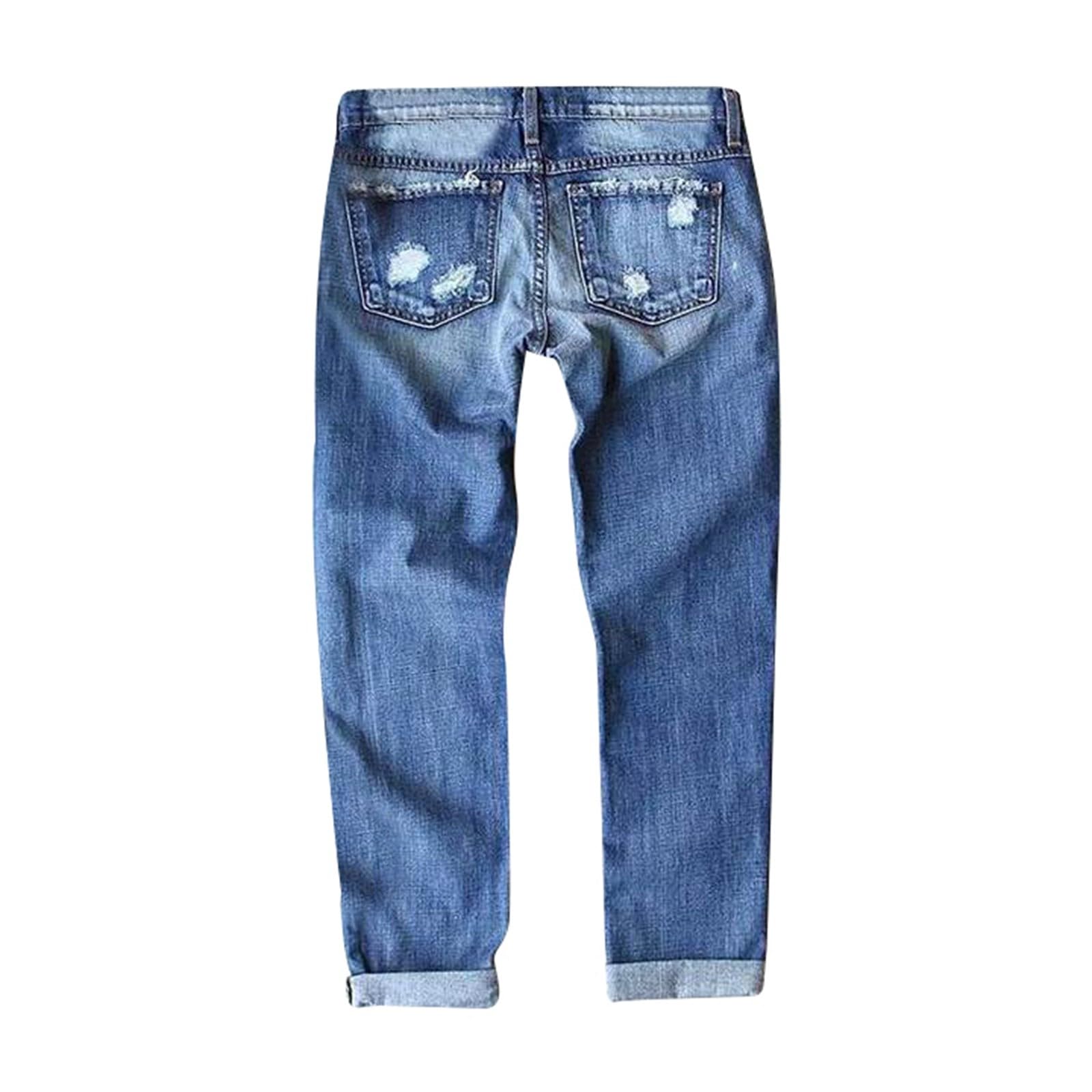 Hosen Damen Jeans - Damen Jeans mit dekorativem Blumenmuster modischen Zerrissenheiten im modernen Skinny Fit für stilvollen Komfort