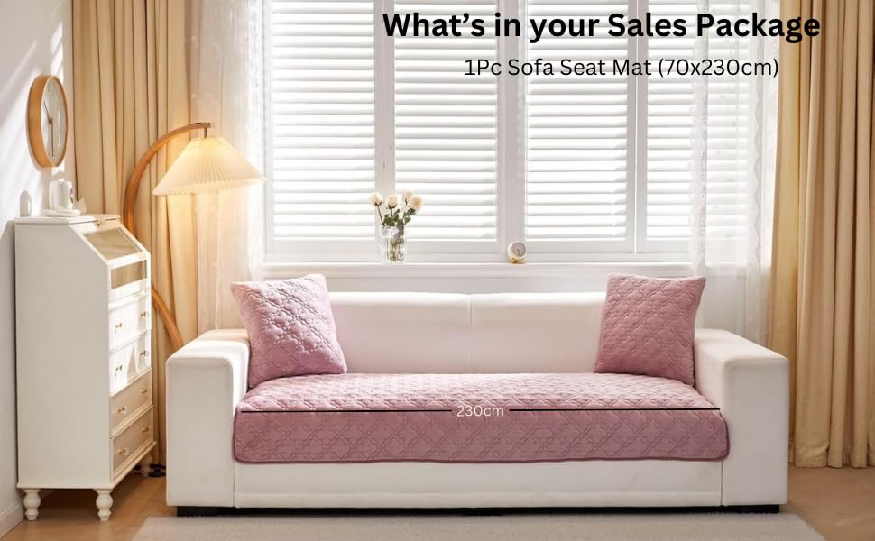 Image of HOMETHREADS Innovative Premium Velvet Sofa Cover Mat with PVC Backing for Non-Slip Comfort | (Pink Clubs, 5 Seater | 70x230cm)
