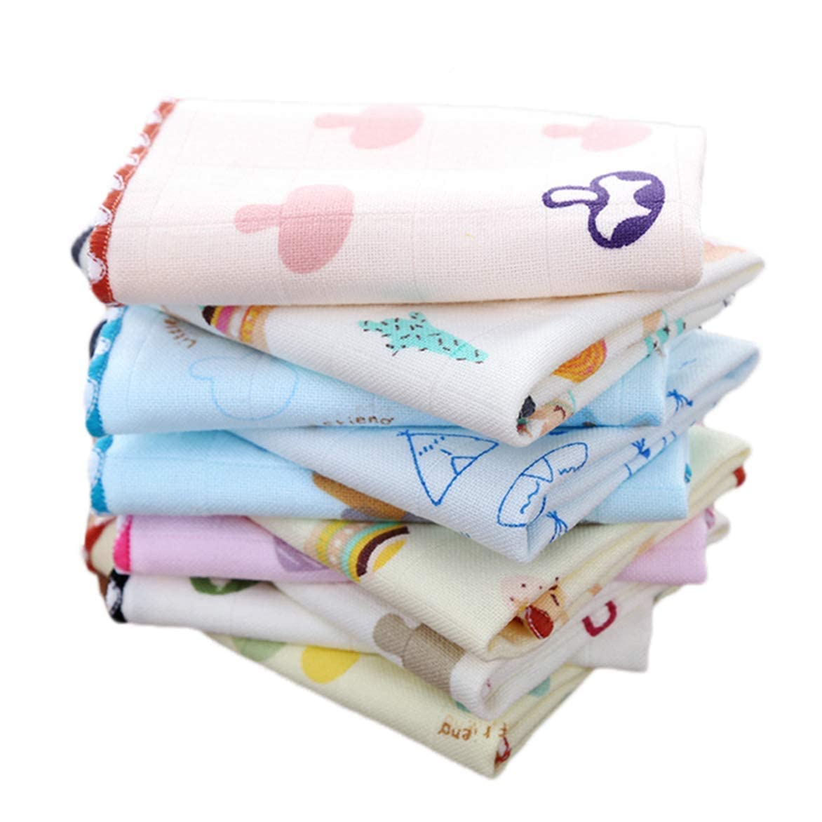 Kids Printed Handkerchief, Face Hanky, Face Towels, Baby Soft Cotton Napkin (25x25 cm)