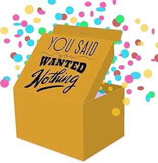 FETTIPOP Gift Box Exploding Confetti (Nothing Box) 7.1x5.5x4.3 in, Surprise Explosion Prank Pop up for Birthday, Any occasion