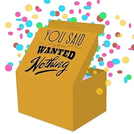 FETTIPOP Gift Box Exploding Confetti (Nothing Box) 7.1x5.5x4.3 in, Surprise Explosion Prank Pop up for Birthday, Any occasion