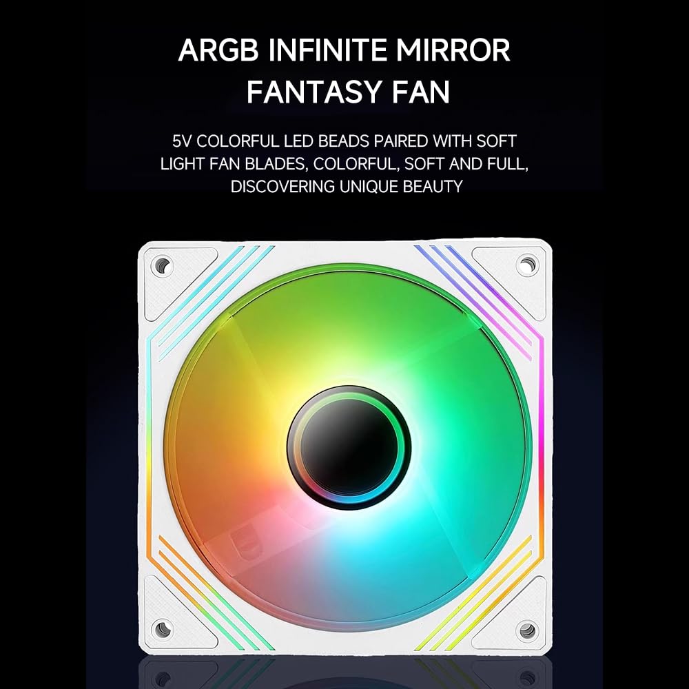 Ventola RGB 140mm TZMRIT - ARGB 3pin, PWM 4pin | 650-1800 RPM | Effetto Luce Specchiato - Foto 4