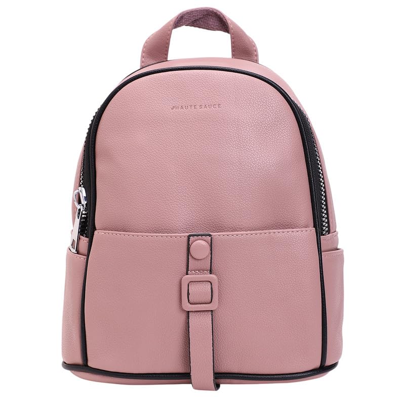 haute sauce Women's The Slider Mini Backpack For Casual Wear | Nude Pink Colour | One-Size| Zipper Closure | Vegan Leather Material | Non-Detachable Sling | Handbag For Woman & Girls-picture-36