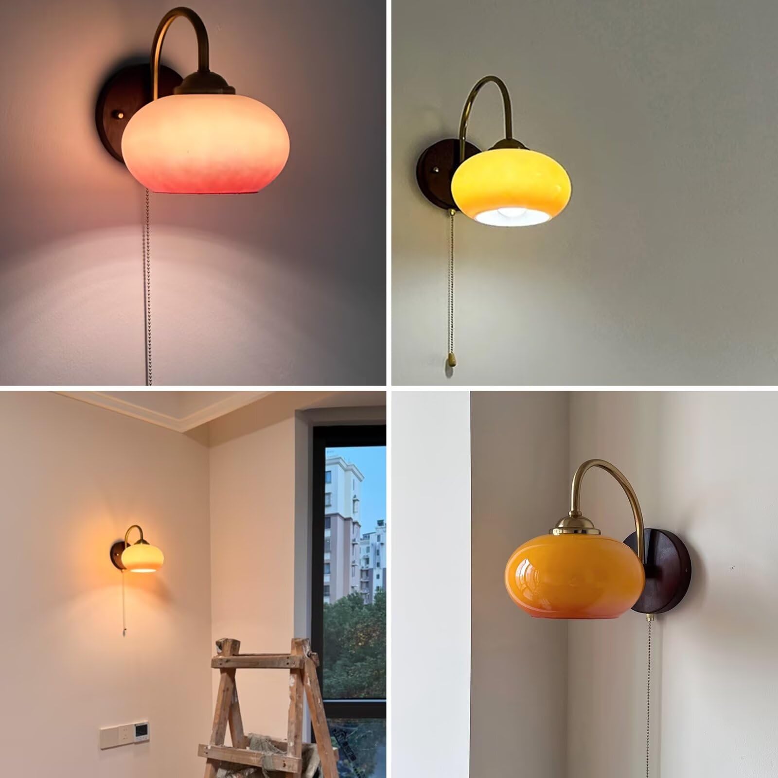 Szklana lampa ścienna styl vintage lampka nocna kreatywna lampa wspornikowa dekoracyjna lampa ścienna do sypialni, przedpokoju
