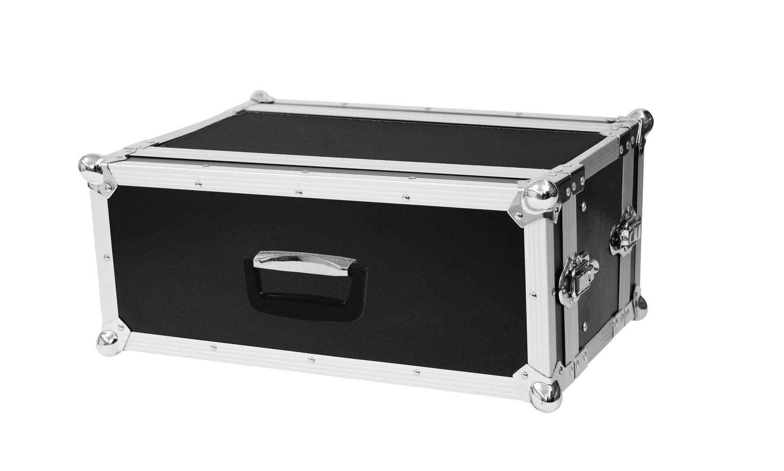 Roadinger Effektrack CO DD, 4HE, 24cm tief, schwarz für 483-mm-Steuer- und Effektgeräte (19“) | 2 abnehmbare Deckel | Eingebaute Rackschienen | 4 Schnappschlösser | 4 stahlverstärkte Gummifüße