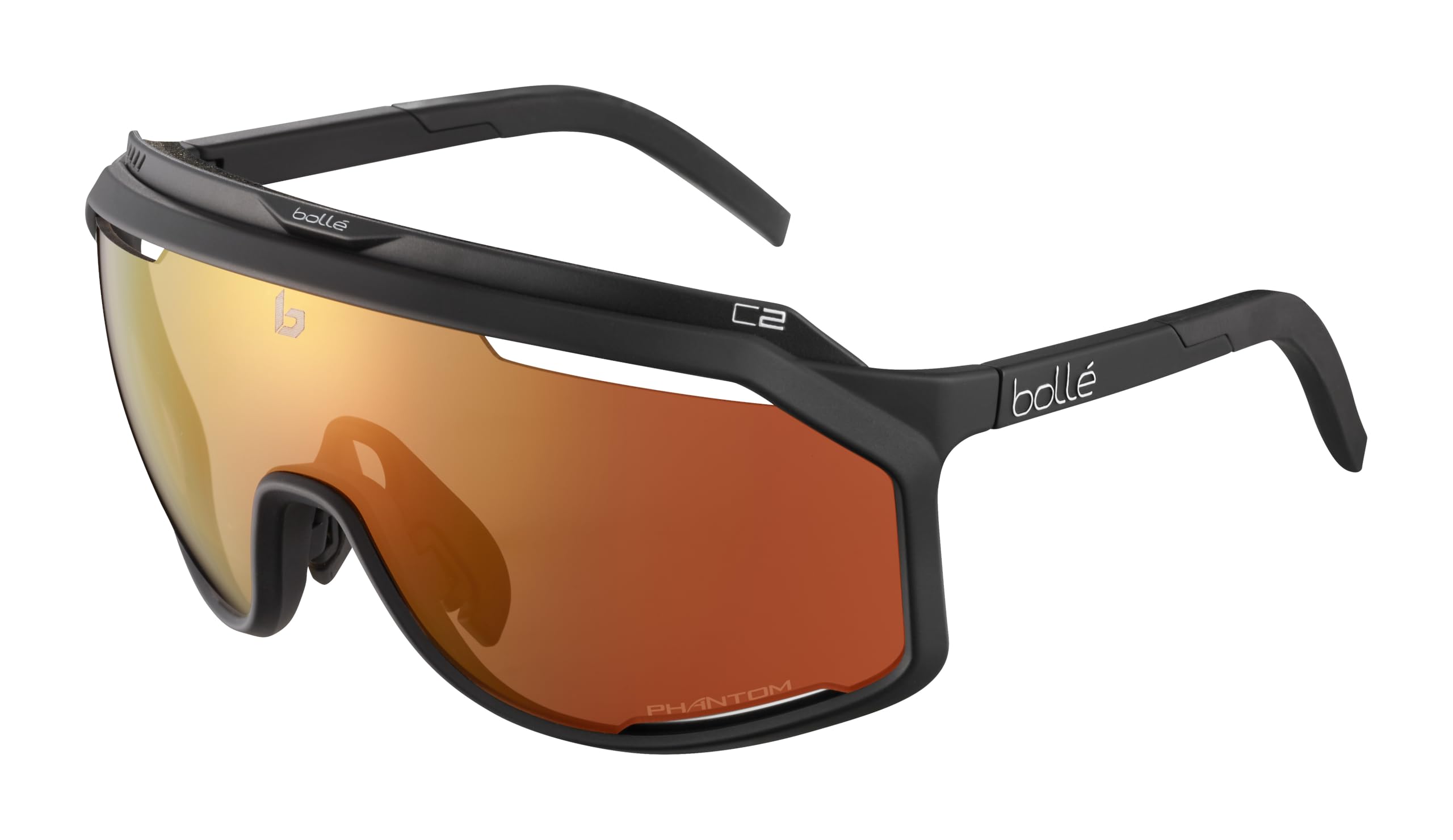 Bollé - CHRONOSHIELD, Black Matte, Phantom Brown Red Photochromic, Large, Unisex, Adult
