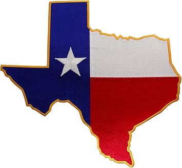 Large Texas Shape Flag Embroidered Patch Lone Star State Iron-On Emblem