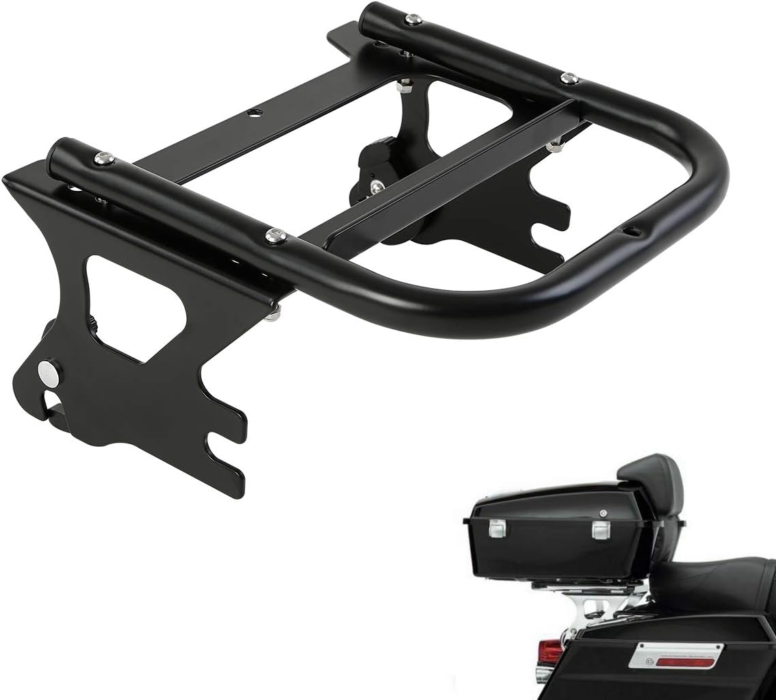 XFMT Black Detachable Two Up Luggage Rack Trunk Mounting Rack For 1997-2008 Harley Touring Pack Road King Street Glide Road Glide Electra Glide