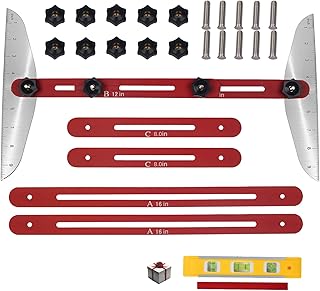 Stair Tread Template Tool Stair Tread Jig Stair Gauge Scribe - Stair Measuring Tool Layout Tool Cutting Guide Tool for StairTreads, Risers, Drywall and Partitions, 11.4in-60.7in Length