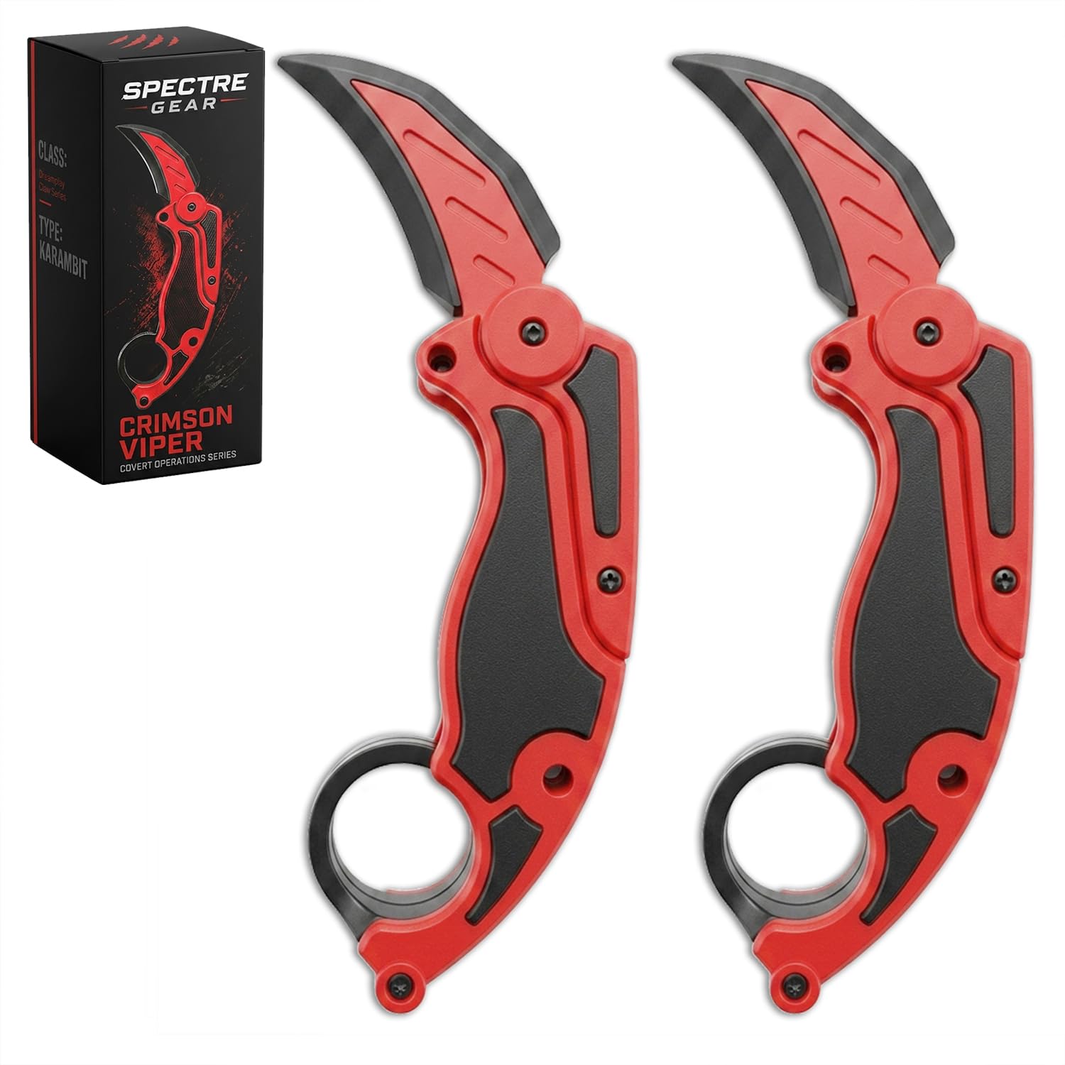 Dreamplay Fidget Claw Toy with Soft Silicone Blade, Plastic Karambit Practice Toy for Finger Spinning, 3D Printed Style Folding Pocket Spinner for Teens and Adults (Red)
