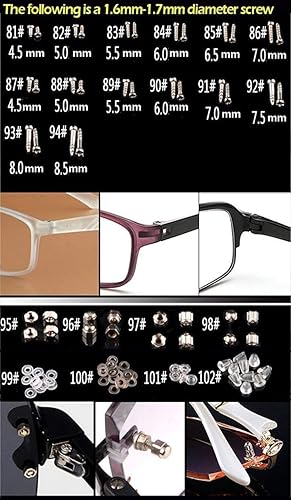 Miniatura 5 de Kit de reparación de lentes de sol con tornillos, pinzas, destornillador, micro tornillos pequeños, tuercas, surtido de tornillos de acero