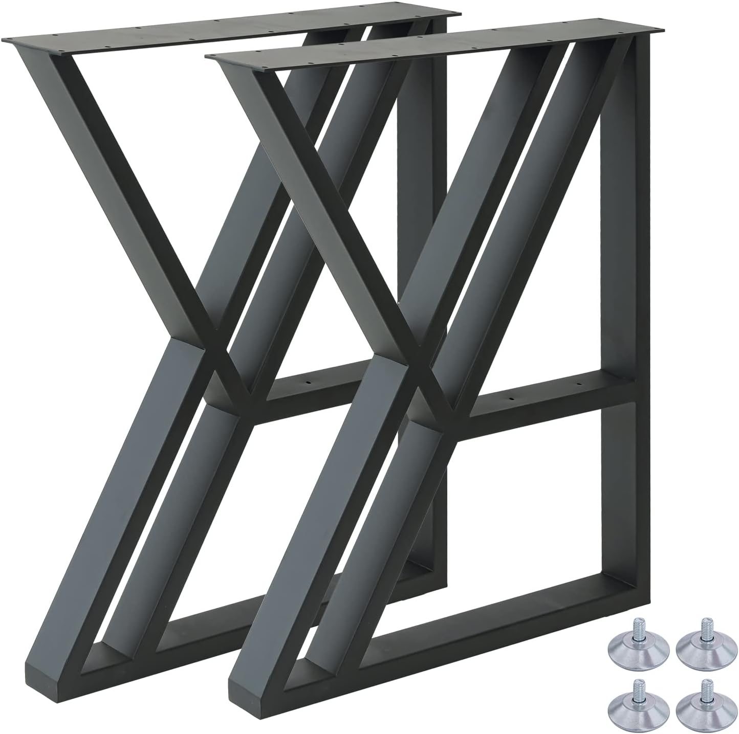Set of 2 Metal Table Legs 28 Inch, Desk Legs with Reinforced Geometric Shaped, Cast Iron Industrial Dining Table Legs, Black Modern DIY Office Kitchen Coffee Table Bench Legs (28" H x 24" W) 28" H x 24" W 517 K Black