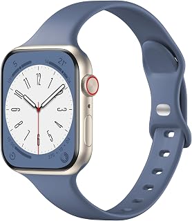 WJK Correas delgadas de silicona compatibles con correas de Apple Watch para mujer de 40 mm, 38 mm, 41 mm, 44 mm, 49 mm, correas delgadas e impermeables para iWatch Series 9/8/7/6/5/4/3/2/1