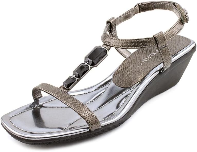 Anne Klein 2 Miraculous Womens Pewter Open Toe Slingback Sandals