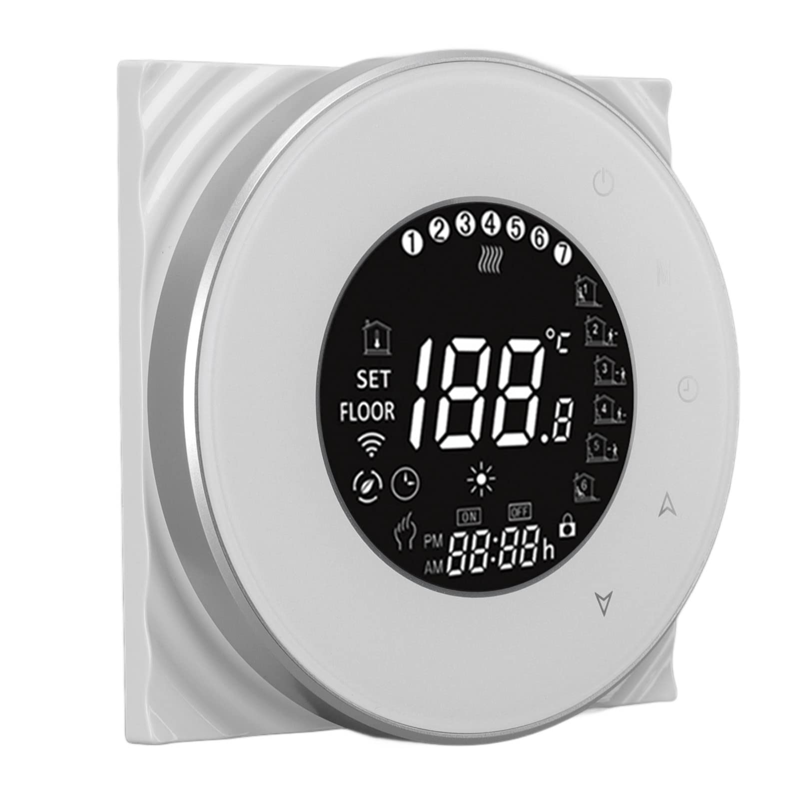 Fdit Smarter WiFi-Fußbodenheizungsthermostat mit Hoher Genauigkeit, Sprachsteuerung für Elektrische Heizsysteme, LCD-Touchscreen für Smart Home, Weiße Farbe