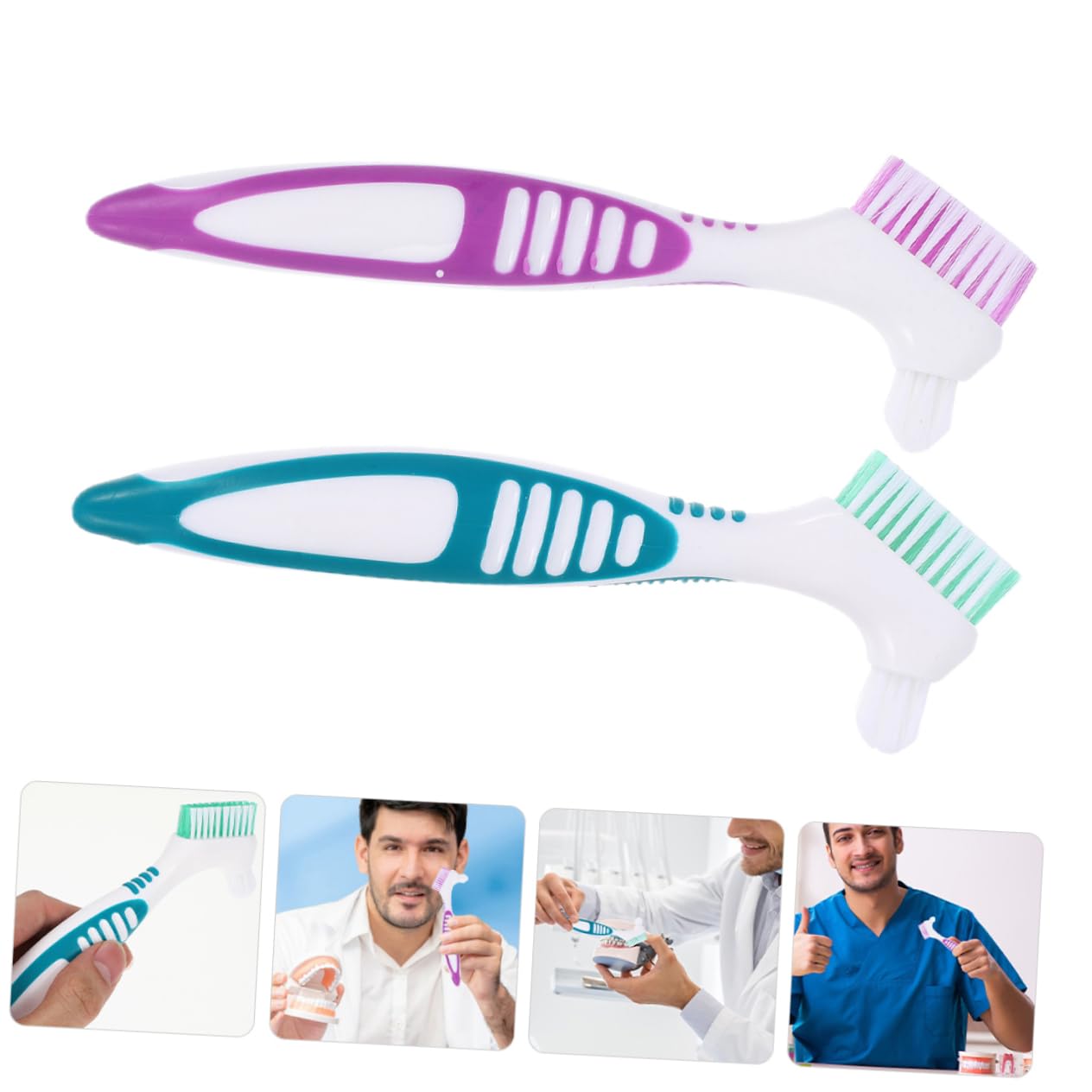 VALICLUD 5 Set Spazzola Per La Pulizia Della Protesi Setole Pulito Spazzolino Denti Difficile Pp 4 Pezzi*5