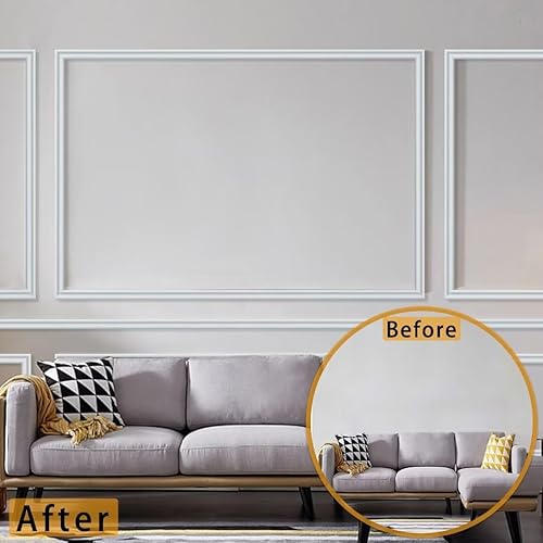 Miniatura 3 de Hungbak Panel de riel de silla autoadhesivo para decoración del hogar y protección de pared (blanco pintable, 9.8 ft x 0.9 in)