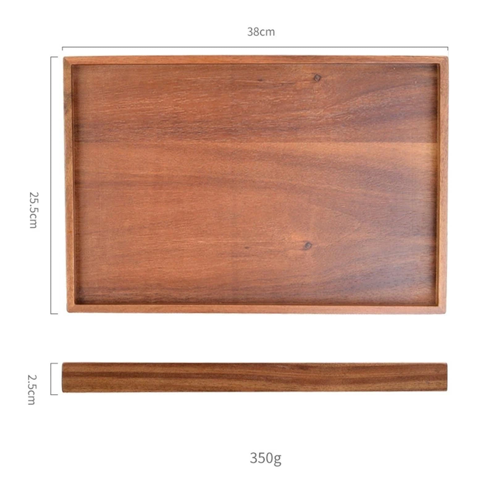 Bandeja para Mesa De Centro Bandeja de Madera Nogal for Servir, for Tazas té, platillos, bandejas, Platos Frutas, palé Almacenamiento, decoración, rectangulares for Comida(38x25.5cm)