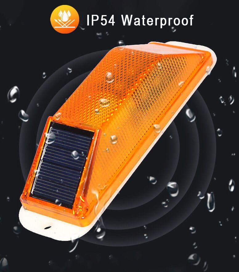 2 Luci Stroboscopiche Solari - Avvisatore LED Lampeggiante, Impermeabile, Per Cantieri E Strade