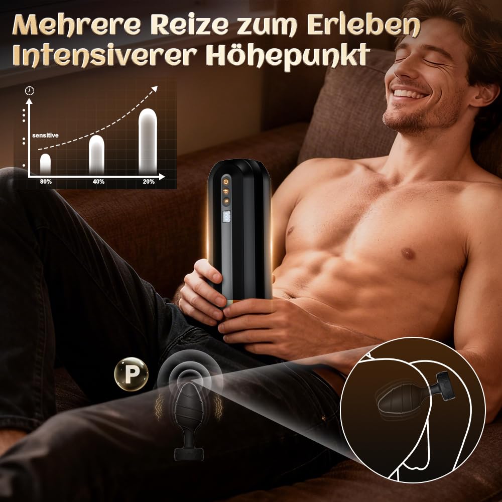 Sex Spielzeug Set für die Männer APP Masturbator Masturbieren für Männer Fleshlight Vibratorensets 10 Vibrationsmodi Saugmodi, inklusive Analplug und Penisringen Paare Frau Penis Eichel Penispumpe