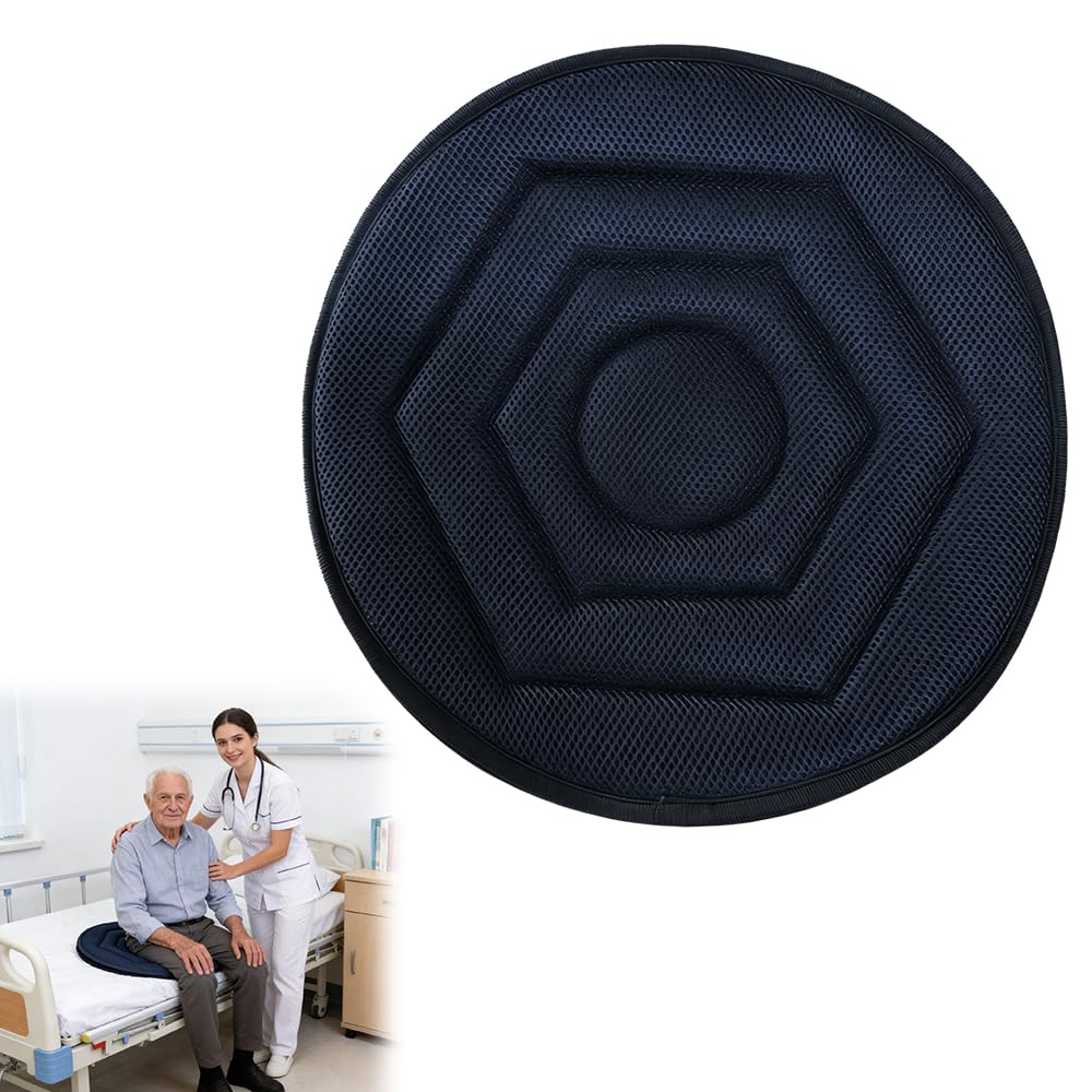 NAVESO Cuscino girevole per sedile auto, girevole a 360 gradi, per ausilio alla mobilità, facile da girare, portatile, per auto, casa, lavoro, veicolo, ufficio (blu navy)