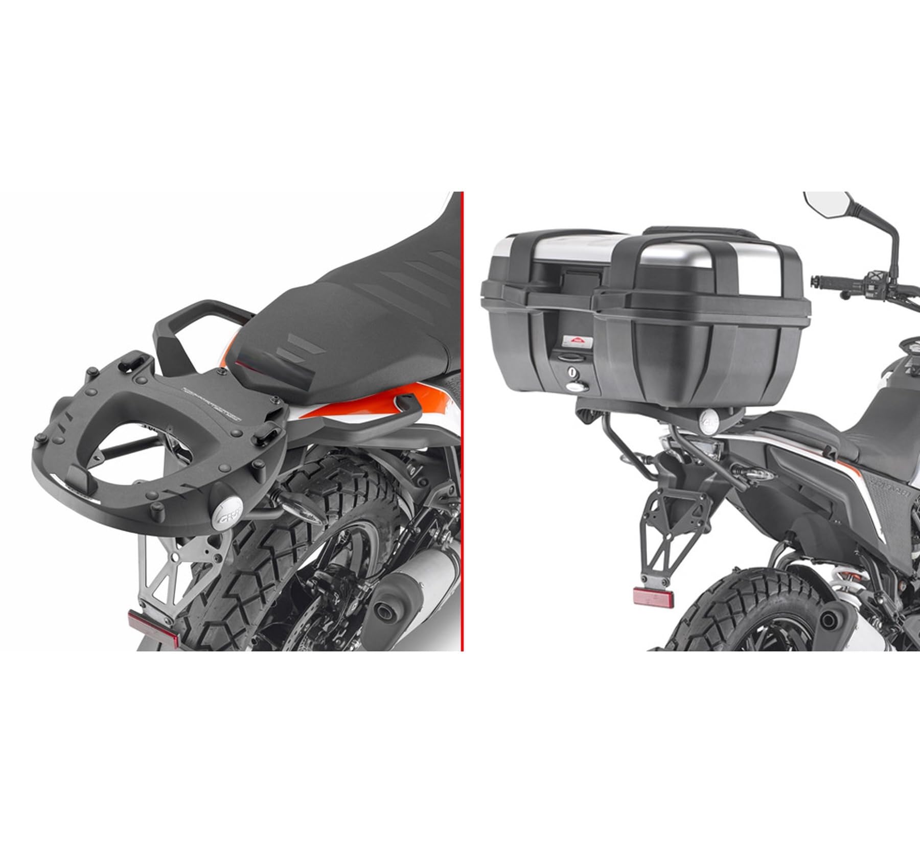 givi motorradkoffer obkev42aa monokey trekker outback evo smart eloxiertem aluminium 42 lt + träger kompatibel mit ktm 390 adventure 2020 2021 2022 2023 2024 mototopgun