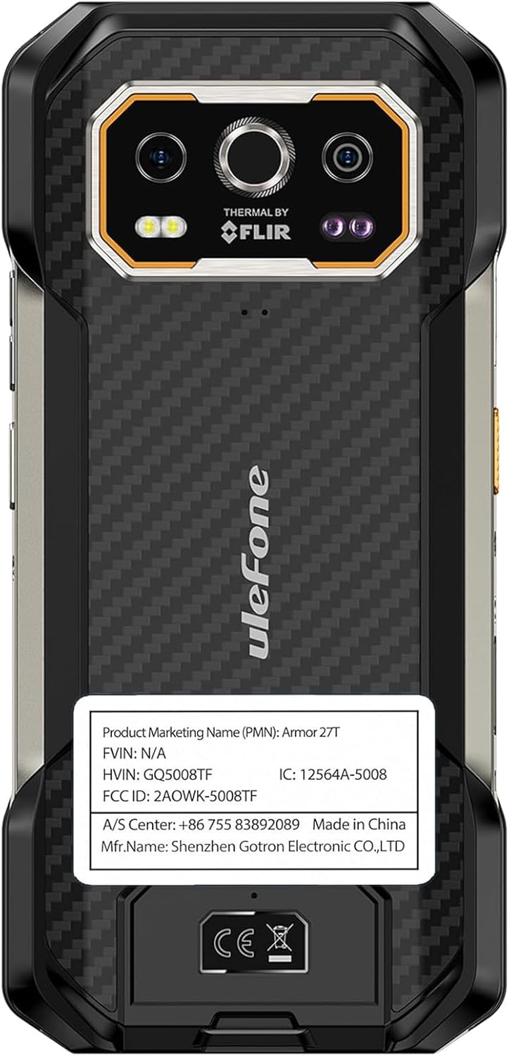 Ulefone Armor 27T Rugged Phone with Thermal Imaging Camera, 10600mAh 12GB+256GB MTK Helio G99 Android 14, 50MP+64MP Night Vision, 6.78" FHD+ 120Hz, IP68/69K Waterproof Dual SIM Smartphone NFC - Image 9