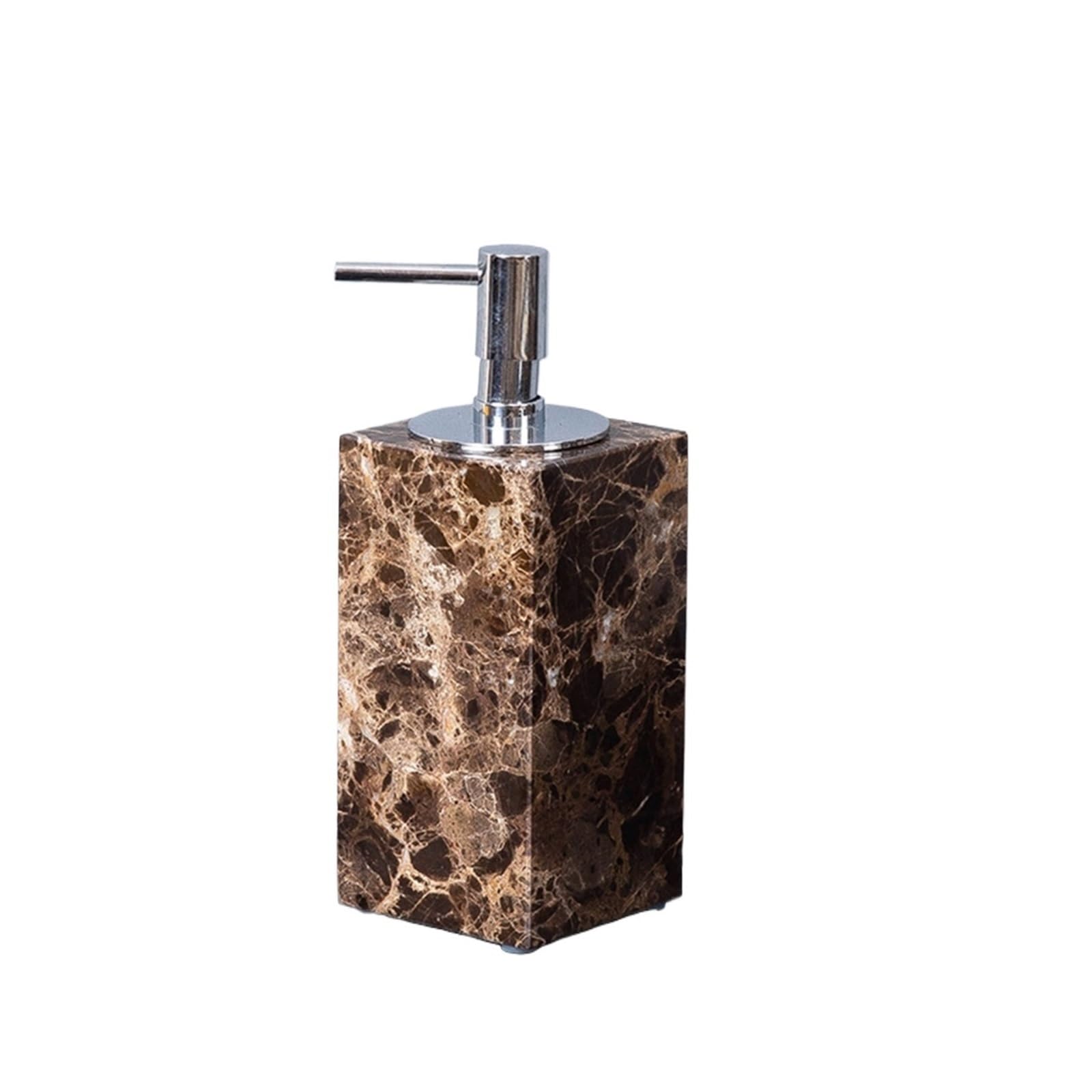 Bathroom Soap Dispenser Set Brown Natural Marble Bathroom Accessories Luxury Soap Dispenser Toothbrush Holder Dish Tray Set For(Silver-Bottle)