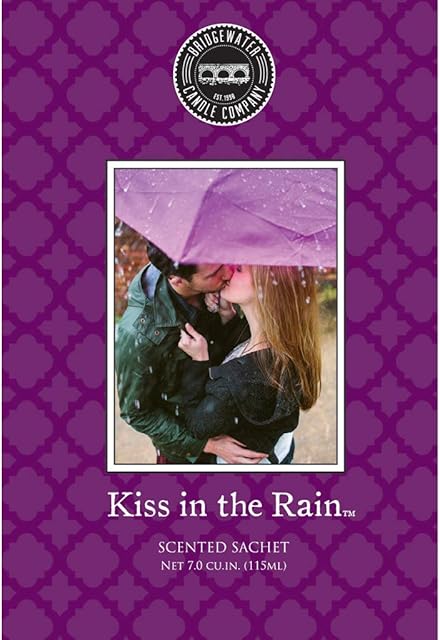 BRIDGEWATER -Kiss in the Rain- Scented Sachet Bag, Drawer Fragrance, Wardrobe Room Air Freshener for Living Room Bedroom Bathroom Laundry Basket Car - Notes of: Black Currant, Raspberry, Rose, Violet