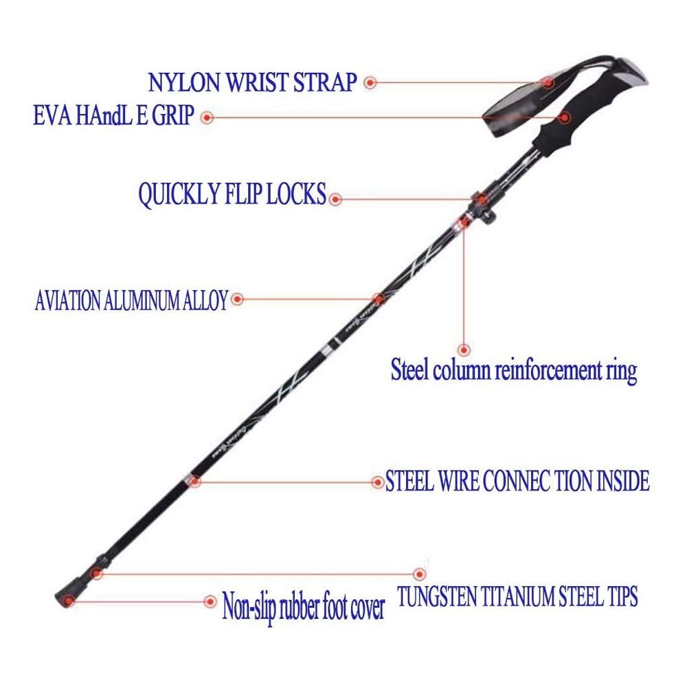Ultralekki aluminiowy kij trekkingowy, 5-sekcyjny składany kij do wspinaczki górskiej na świeżym powietrzu, przenośny sprzęt do wspinaczki, dłoń, modny Chaser of Light