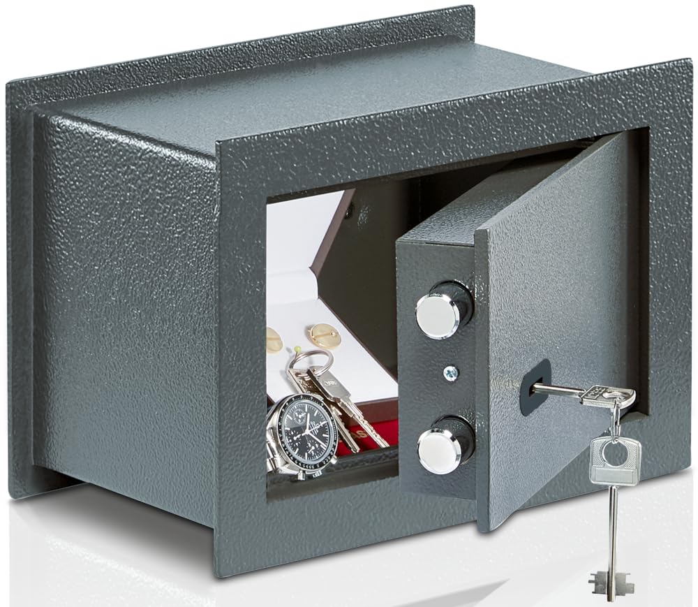 Burg-WÄCHTER Cassaforte da parete con chiave, 4,6 l, 7,2 kg, Pure-Safe PSW 110 K, antracite, esterno: 201 x 305 x 148 (altezza x larghezza x profondità)