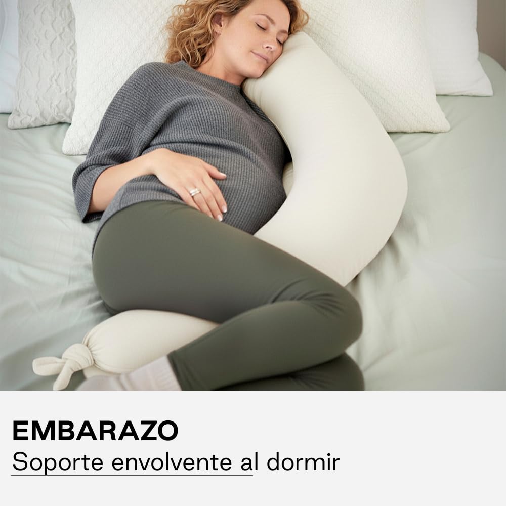 Jané Cojín de Lactancia XXL y Embarazo, Almohada para Dormir y Descanso, Funda 100% Algodón Muselina, Beige